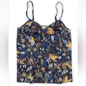 J. CREW Leopard Jungle Print Navy Blue Silky Camisole Top Sz 6 EUC!